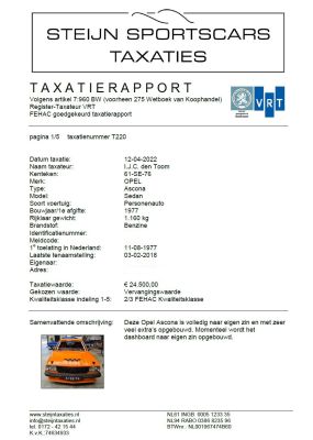 Opel Ascona-B Oranje Opel Ascona B 2.5CIH met 212PK